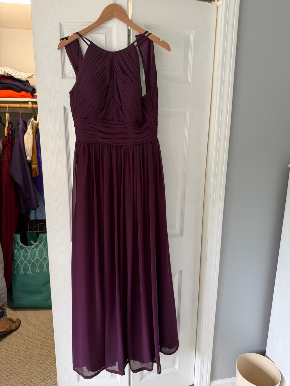 Bill Levkoff Plum Chiffon Sleeveless Evening Gown